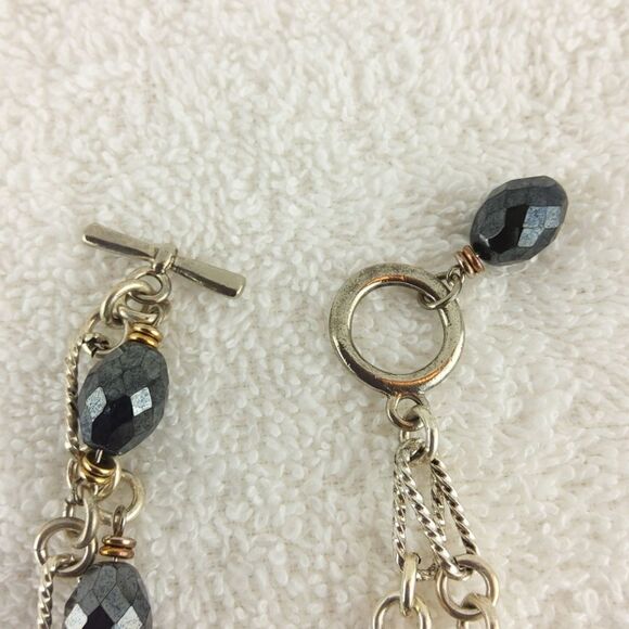 (3/$20) silver & gold tone linked beaded bracelets - Picture 10 of 12
